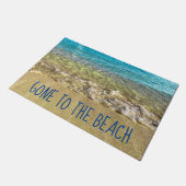 Naar het strand met Turqoiswater en zand Deurmat (Schuin)