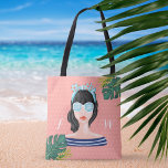 Naar het strand | Tropische bladeren van de winkel Tote Bag<br><div class="desc">Show van uw eigen unieke stijl met ons stijlvolle, stijlvolle vormgeving voor dagelijks gebruik of met u mee naar het strand. Het ontwerp is voorzien van onze eigen handdrukbedrukte badstrand schoonheid, tropische palmbladeren canvas tas. Blush pinks en polka stippatroon voegt een stijlvol flair toe aan deze Californische canvas tas. "To...</div>