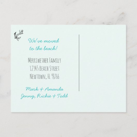 Naar het strand. Wijziging van de Briefkaarten Adr (Achterkant)