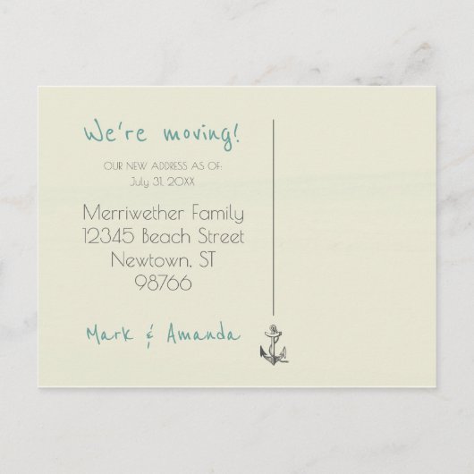 Naar het strand. Wijziging van de Briefkaarten Adr (Achterkant)
