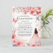 Naar Houten Boom Roze Girly Cherry Blossom Quincea Kaart (Staand voorkant)