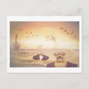 Naar huis gaan de vuurtoren keepers hun fantasie briefkaart