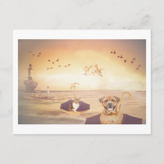 Naar huis gaan de vuurtoren keepers hun fantasie briefkaart (Voorkant)