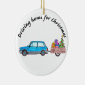 "Naar huis rijden voor kerstauto met cadeaus Keramisch Ornament (Rechts)