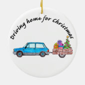 "Naar huis rijden voor kerstauto met cadeaus Keramisch Ornament (Achterkant)