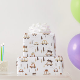 Naar huis rijden voor kerstpatronen cadeaupapier