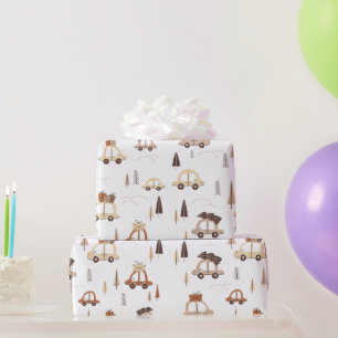 Naar huis rijden voor kerstpatronen cadeaupapier