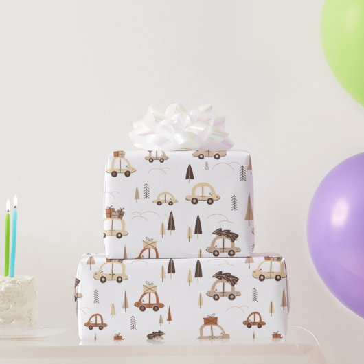Naar huis rijden voor kerstpatronen cadeaupapier (Feestgeschenken)