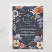 Naar Hydrangea Metallic Pure Navy Blue Vrijgezelle Kaart (Voorkant)