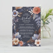 Naar Hydrangea Metallic Pure Navy Blue Vrijgezelle Kaart (Staand voorkant)