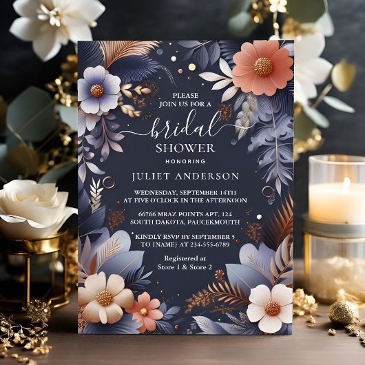 Naar Hydrangea Metallic Pure Navy Blue Vrijgezelle Kaart