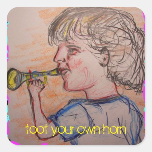 naar je eigen hoorn vierkante sticker (Voorkant)