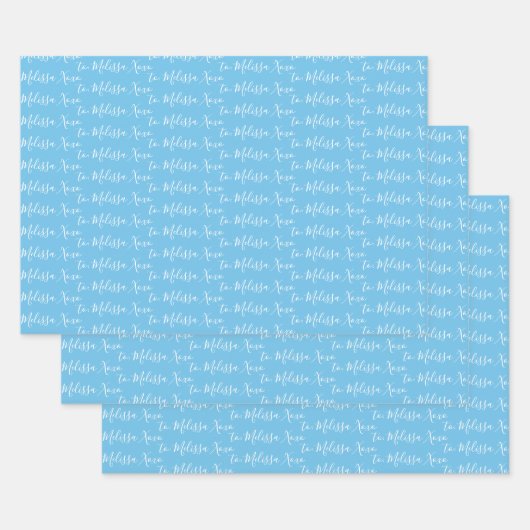 naar Jouw naam modern handschrift Light Blue 2 Inpakpapier Vel (Set)