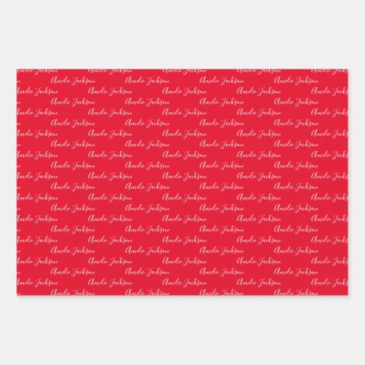 Naar Jouw naam modern Handschrift White Black Red Inpakpapier Vel (Voorkant 3)