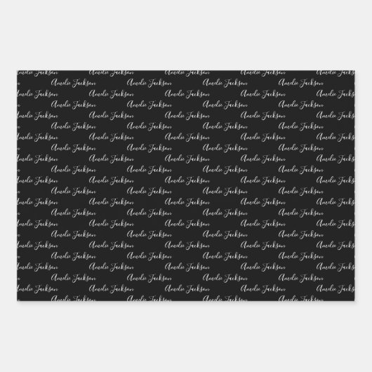 Naar Jouw naam modern Handschrift White Black Red Inpakpapier Vel (Voorkant 2)