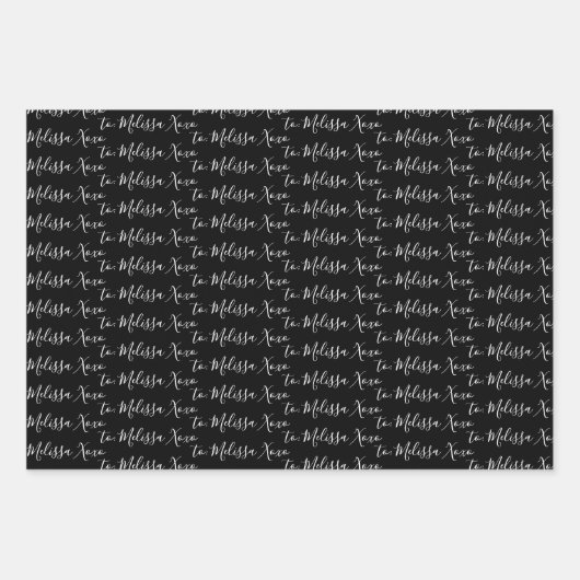 Naar Jouw naam modern Handschrift, wit, rood en zw Inpakpapier Vel (Voorkant 2)