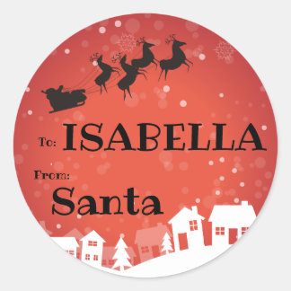 Naar kind van SANTA Gift Label Sleigh Lange Naam