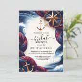 Naar knoopbootschip Navy Blue Nautical Vrijgezelle Kaart (Staand voorkant)