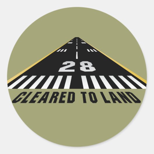 Naar landbaan geklaard ronde sticker (Voorkant)