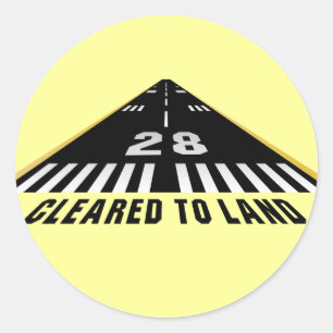 Naar landbaan geklaard ronde sticker