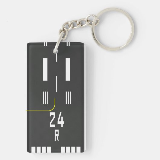 Naar landbaan geklaard sleutelhanger (achterkant)