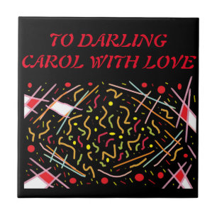 Naar lieveling Carol met liefde rood zwart ontwerp Tegeltje