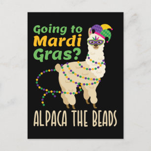 Naar Mardi Gras Alpaca de kralen Briefkaart