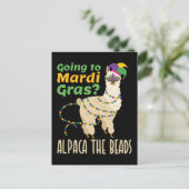 Naar Mardi Gras Alpaca de kralen Briefkaart (Staand voorkant)