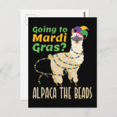 Naar Mardi Gras Alpaca de kralen Briefkaart (Voorkant / Achterkant)