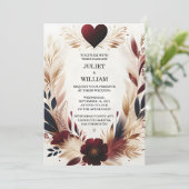 Naar Maroon Traditionele Herfst Paar Bourgondië Br Kaart (Staand voorkant)