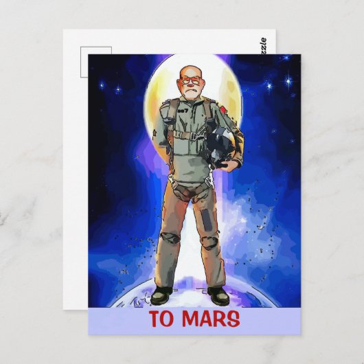 Naar Mars astronaut Kaart, bewerk tekst, Briefkaart (Voorkant / Achterkant)