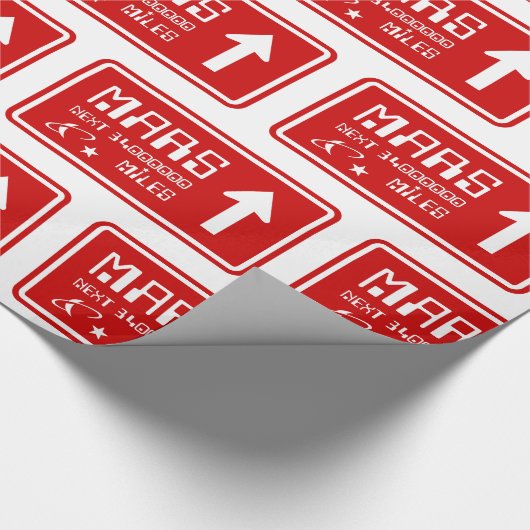 Naar Mars Highway Sign Cadeaupapier (Hoek)