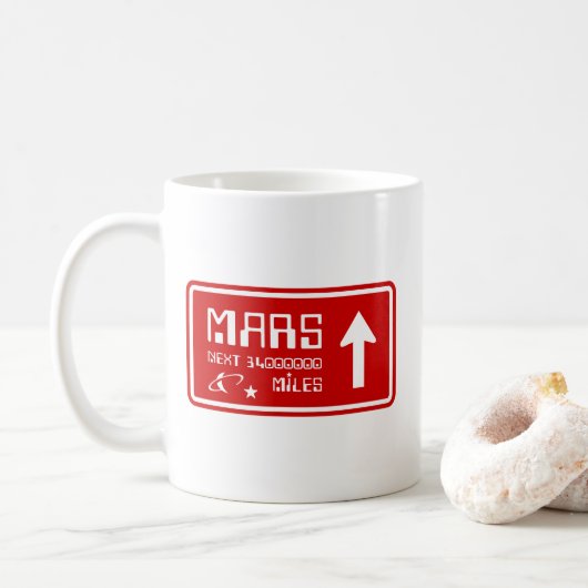 Naar Mars Highway Sign Koffiemok (Met donut)