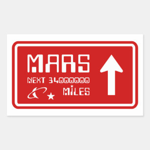 Naar Mars Highway Sign Rechthoekige Sticker