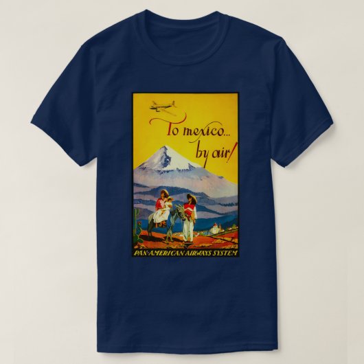 Naar Mexico via een vliegend vliegend poster T-shirt (Design voorkant)