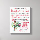 Naar mijn beste dochter in de wet canvas afdruk (Voorkant)