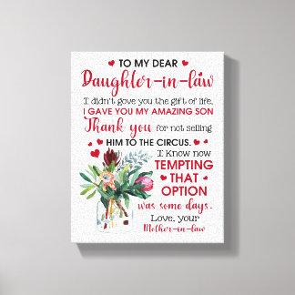 Naar mijn beste dochter in de wet canvas afdruk