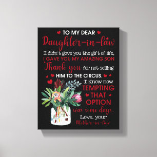 Naar mijn beste dochter in de wet canvas afdruk