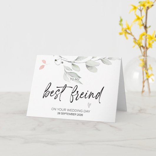 Naar mijn beste vriend op je huwelijksdag, Bride G Kaart (Gele Bloem)