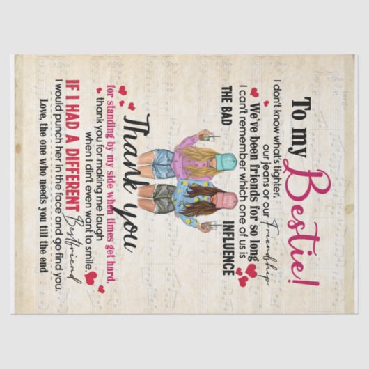 Naar mijn Bestie. We zijn al zo lang vrienden Tissuepapier (Voorkant)