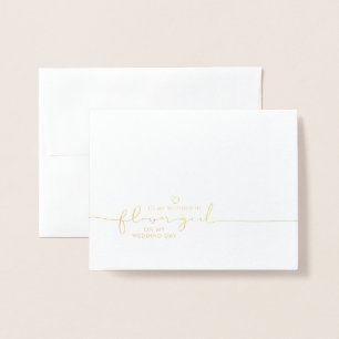 Naar mijn Bloemenmeisje Weddenschap Morning Cute M Folie Kaarten