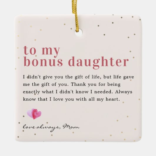 Naar mijn "bonus" stap dochter | Offerte & foto ca Keramisch Ornament (Voorkant)