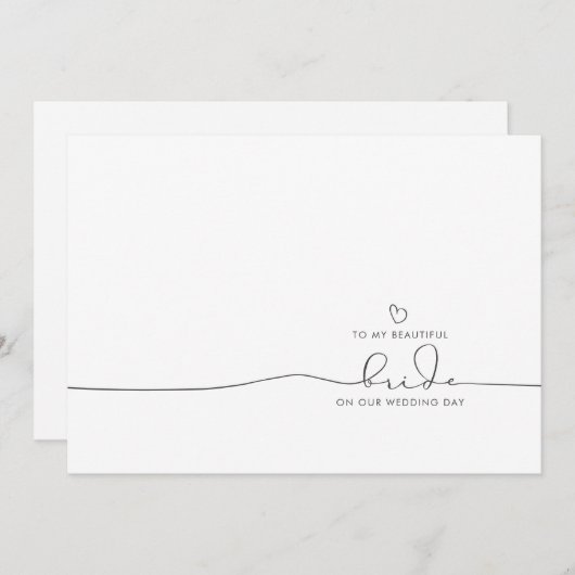 Naar mijn bride op onze huwelijksdag Cute Message (Voorkant / Achterkant)