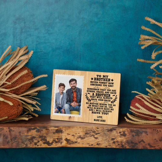 Naar mijn broer cadeau van broer met aangepaste fo fotoplaat (Zijkant)