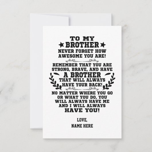 Naar Mijn Broer cadeau Van Broer Met Aangepaste Na Bedankkaart (Voorkant)