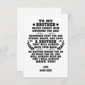 Naar Mijn Broer cadeau Van Broer Met Aangepaste Na Bedankkaart (Voorkant / Achterkant)