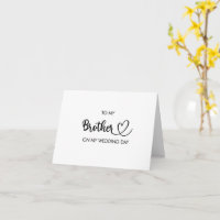 Naar mijn broer op mijn trouwdag gevouwen kaart