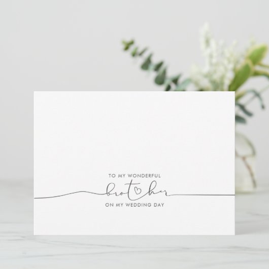 Naar mijn broer Wedding Morning Cute Message (Staand voorkant)