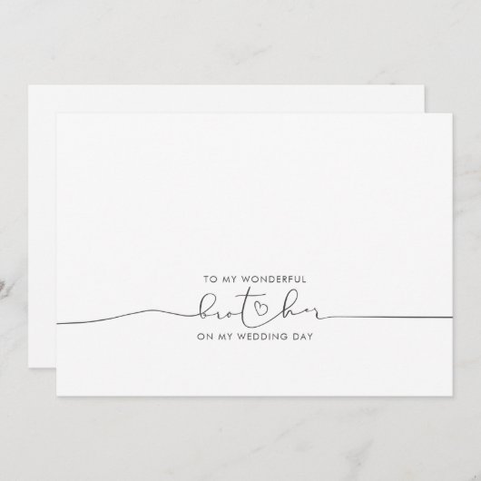 Naar mijn broer Wedding Morning Cute Message (Voorkant / Achterkant)