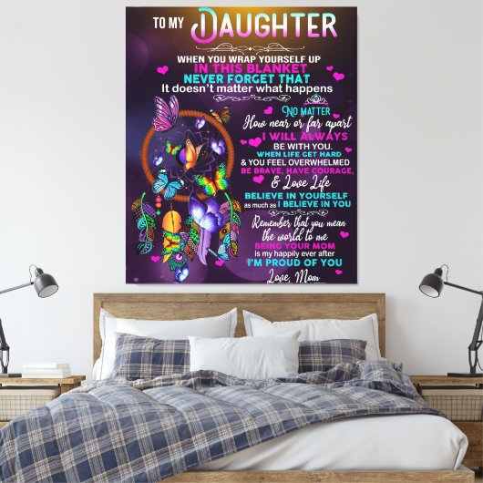 Naar mijn dochter Butterflies Gift, dochter Birthd Canvas Afdruk (Insitu (Slaapkamer))